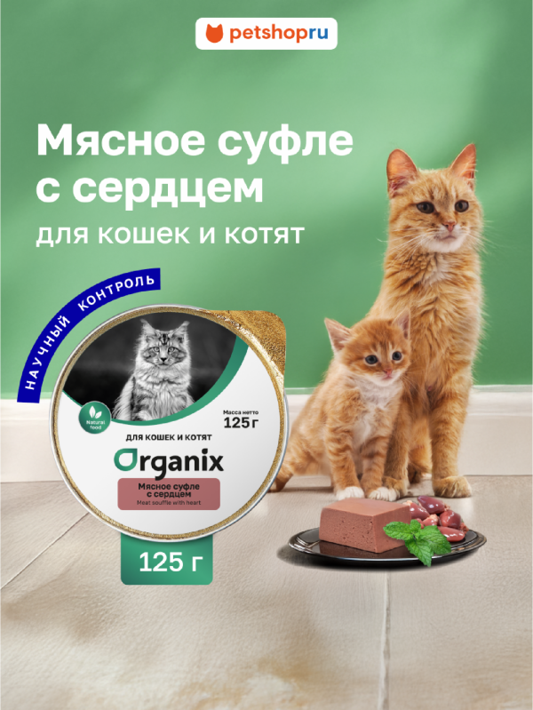 Мясное суфле для кошек и котят с сердцем. Влажный корм (125 г)