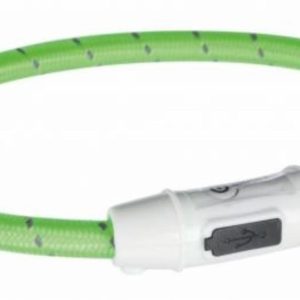 Мигающий (светящийся) ошейник USB, нейлон, зелёный (65 см)