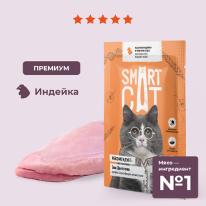 Паучи для взрослых кошек и котят кусочки индейки в нежном соусе. Влажный корм (85 г)