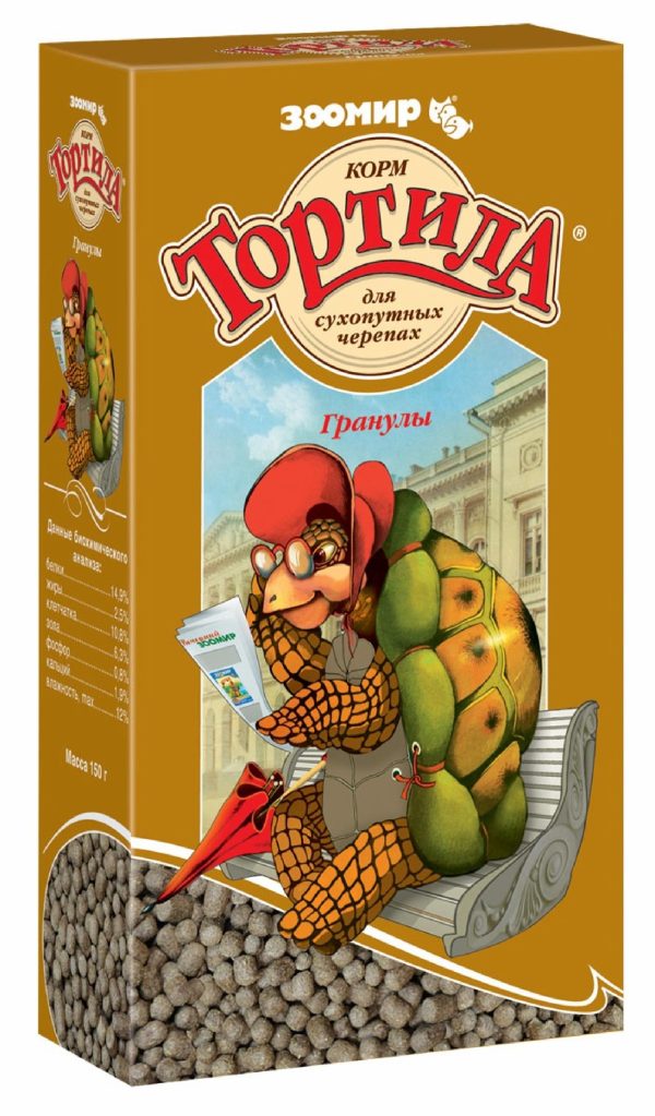 ТОРТИЛА Гранулы, корм для сухопутных черепах, коробка (150 г)