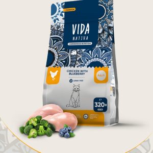 Беззерновой корм для взрослых кошек, со свежей курицей и черникой, GRAIN FREE adult cats chicken and blueberries (7 кг)