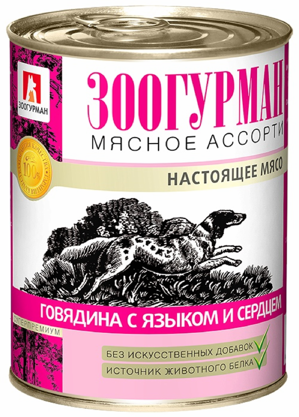 Консервы для собак Мясное Ассорти Говядина с языком и сердцем  (2540) (100 г)