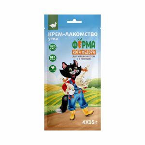 Крем-лакомство Ферма кота Федора для кошек и котят с уткой, 4шт х 15г (60 г)
