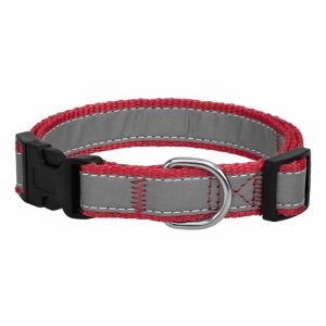 Ошейник для собак  со светоотражающей лентой "Юнлан", красный (33-50 см)