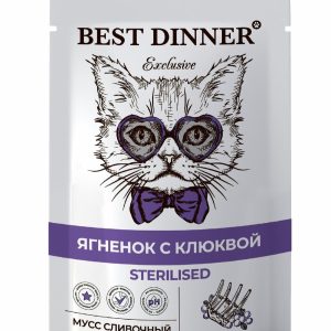 Мусс сливочный для стерилизованных кошек Ягненок с клюквой (85 г)