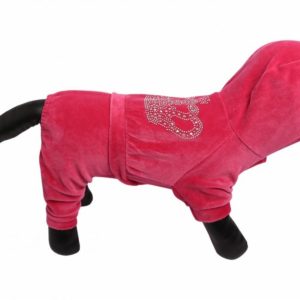 Велюровый комбинезон для миниатюрных собак Crown (малиновый) (XL)