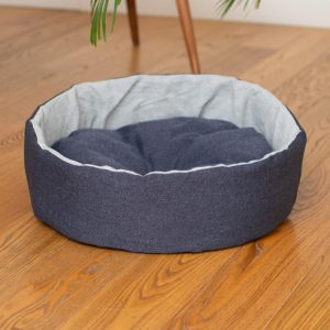 Лежак круглый с подушкой, синий (48х48х15 см)