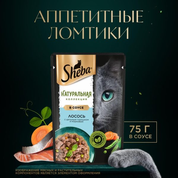 Паучи для кошек "Nature's Collection" с лососем и горохом (75 г)