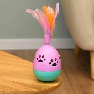 Игрушка неваляшка для кошек с перьями (21,5 см)