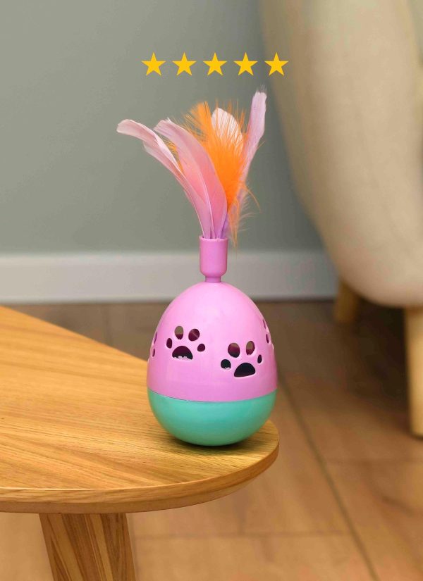 Игрушка неваляшка для кошек с перьями (21,5 см)