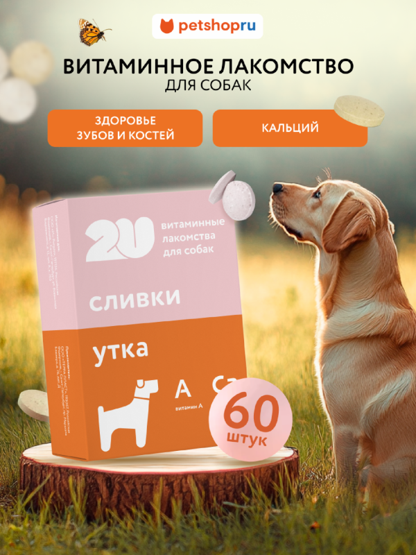 Мультивитаминное лакомство для собак для здоровья зубов и костей с кальцием, Calcium+, 60шт (60 шт)