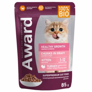 Паучи для котят от 1 месяца кусочки в соусе с индейкой, 24 шт (24 шт)