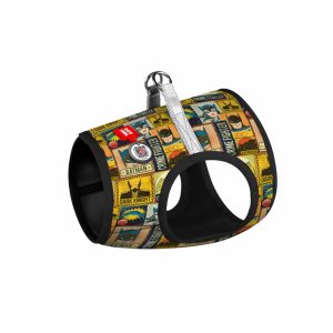 Шлея для собак мягкая "Clothes" c QR паспортом, рисунок "Бэтмен винтаж" (XS2)