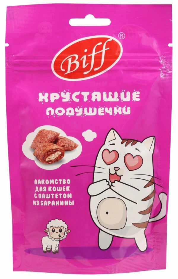 Хрустящие подушечки Biff для кошек с паштетом из баранины (60 г)