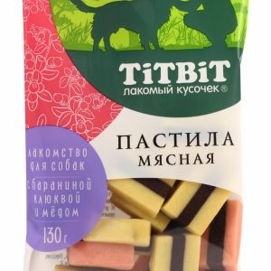 Пастила мясная с бараниной клюквой и медом, лакомство для собак (130 г)