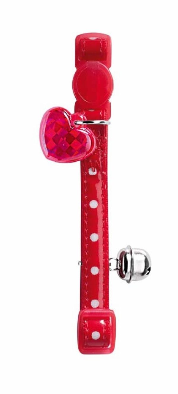 ошейник для кошек Glossy Dots, красный в горошек (10 г)