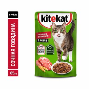 влажный корм для кошек, с говядиной в желе (85 г)