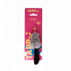 Игрушка для кошек Мышка с кошачьей мятой и хвостом из натурального меха норки, серая (15 г)
