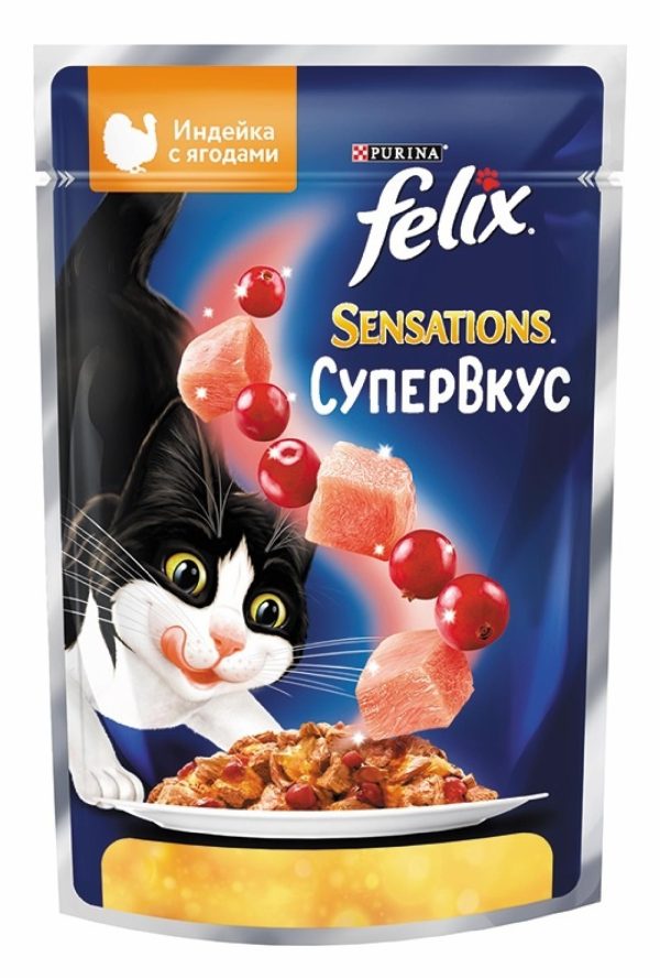 Sensations Супервкус для взрослых кошек, со вкусом индейки и ягод в желе, 1 шт (1 шт)