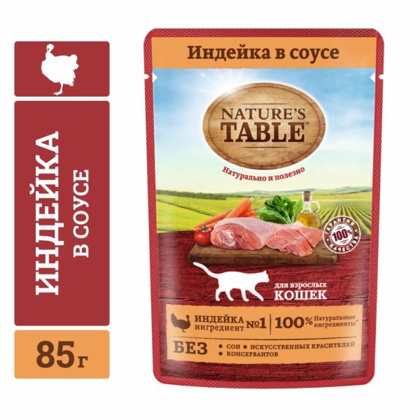 Влажный корм для кошек "Индейка в соусе", 28шт (2.38 кг)