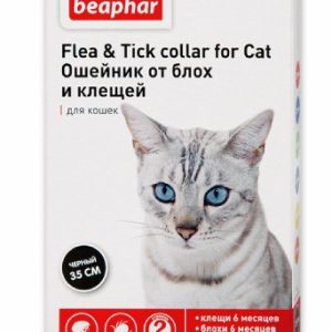 Ошейник от блох и клещей для кошек, черный (35 см)