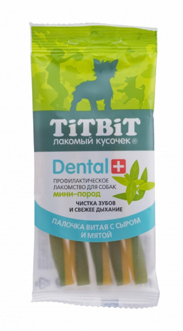 Дентал+ палочка витая с сыром для собак мини-пород (30 г)