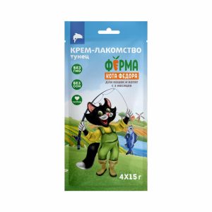 Крем-лакомство Ферма кота Федора для кошек и котят из тунца 4шт х 15г (60 г)