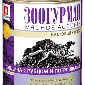 Консервы для собак Мясное Ассорти Говядина с рубцом и потрошками (100 г)