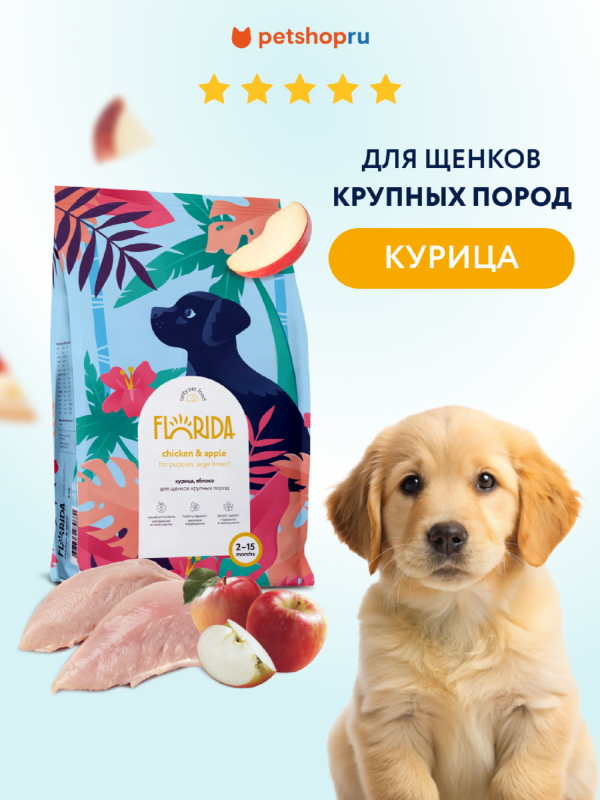 Сухой корм для щенков крупных пород с курицей и яблоком, Maxi Junior Chicken, 3 кг (3 кг)