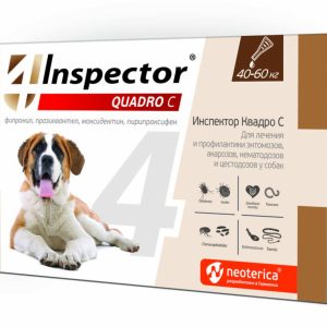 Quadro капли на холку для собак 40-60 кг, от клещей, насекомых, глистов (25 г)