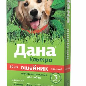 Ошейник от блох и клещей для собак, 60 см, красный (60 см)