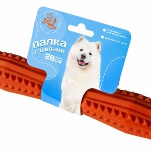 Игрушка палка литая с шипами (пластикат), оранжевая (280 г)
