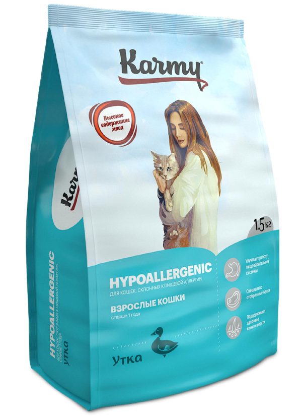 Сухой корм для кошек, склонных к пищевой аллергии с уткой (400 г)