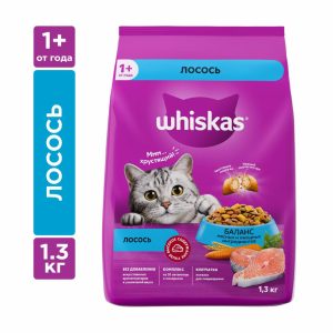 Сухой полнорационный корм для взрослых кошек «Вкусные подушечки с нежным паштетом. Аппетитный обед с лососем», 1.3 кг (1.3 кг)
