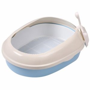 Туалет для кошек овальный с бортом (совок и сетка в комплекте), голубой (1.083 кг)