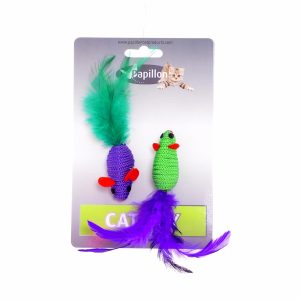 Игрушка для кошек "Две мышки с перьями" (10 г)