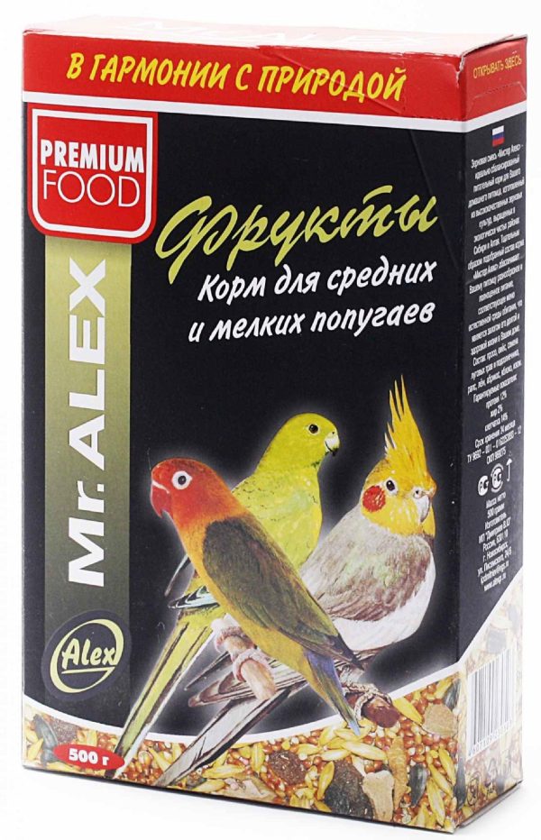 Корм для средних и мелких попугаев "Фрукты" (500 г)