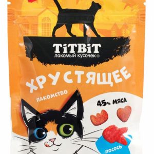 Лакомство хрустящее с лососем для кошек, 60 г (60 г)