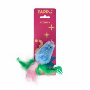 Игрушка для кошек "Меховая мышка с кошачьей мятой с хвостом из перьев" (15 г)