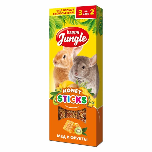 Палочки для крупных грызунов мед и фрукты 3 шт 90 гр (90 г)