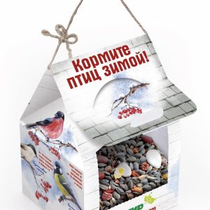 Кормушка с кормом для уличных птиц, 2 порции (300 г)