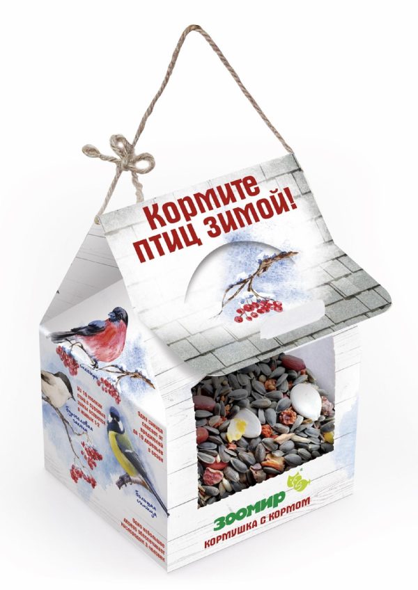 Кормушка с кормом для уличных птиц, 2 порции (300 г)
