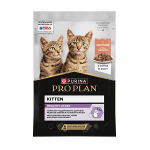 Влажный корм  для котят, беременных и кормящих кошек, кусочки с лососем в соусе, HEALTHY START (85 г)