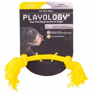 Жевательный канат Playology DRI-TECH ROPE для собак, с ароматом курицы, цвет желтый (L)