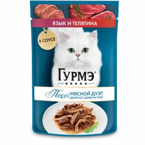 Паучи для кошек Нежное филе Мясной дуэт с телятиной и языком в соусе, 1 шт (1 шт)