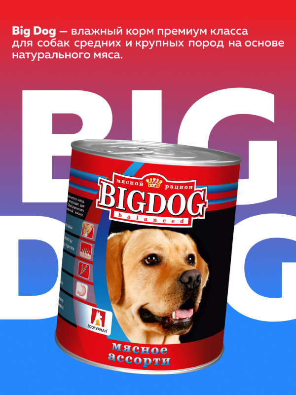 Консервы для собак "BIG DOG" мясное ассорти (850 г)