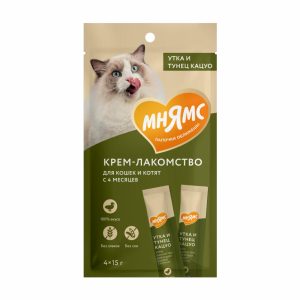 Крем-лакомство для кошек с уткой и тунцом Кацуо, 15г (1 шт)