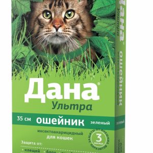 Дана Ультра ошейник от блох и клещей для кошек, зеленый (10 г)
