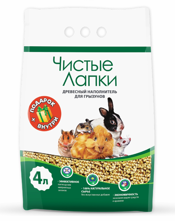 Древесный наполнитель для грызунов, 4 л (1.5 кг)