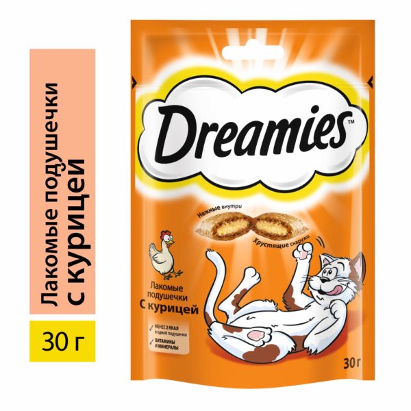 Лакомство для кошек Dreamies подушечки с курицей (140 г)